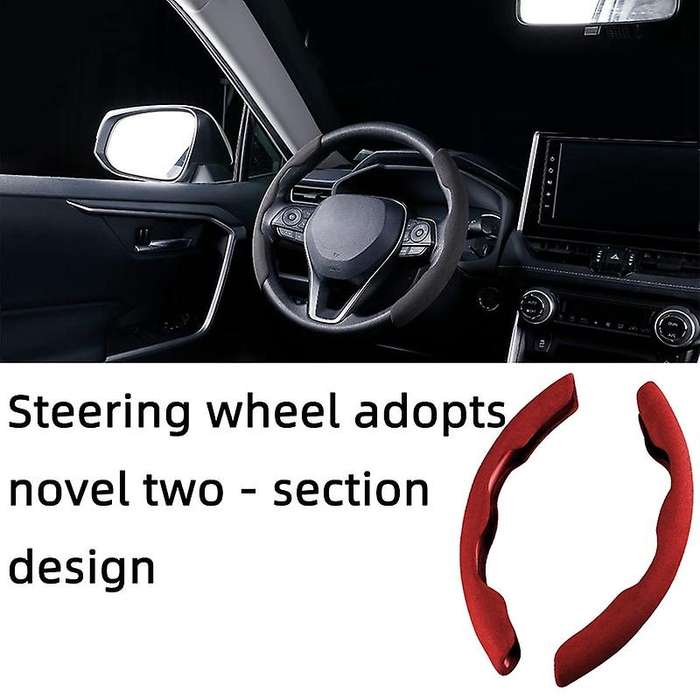 2PCS Universal Auto Car Steering Wheel Cover Suede Anti- Decorative Protection for Etc, Red