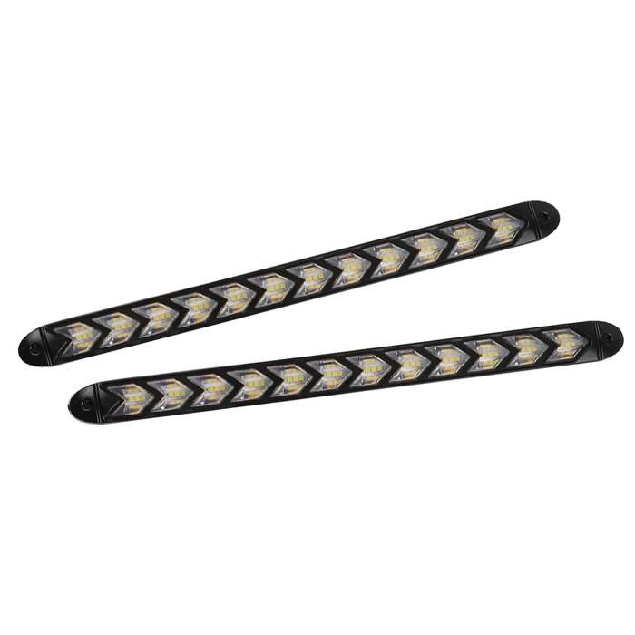 2PCS Universal DRL Daytime Running Lights 12 LED Turn Signal Lights Waterproof Flowing Headlight Str