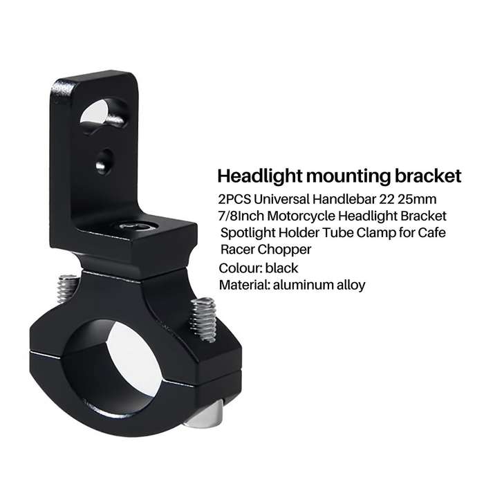 2PCS Universal Handlebar 22 25mm 7/8Inch Motorcycle Headlight Bracket Spotlight Holder Tube Clamp fo