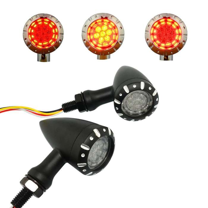 2Pcs Universal Motorcycle LED Brake Blinker Light Turn Signal for Cruiser Chopper Indicator Lights(B
