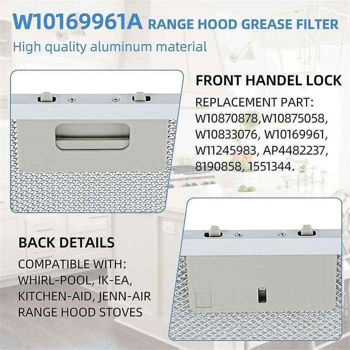 2PCS W10169961A Hood Filter for Jenn Air Range Hood Replace Aluminum Vent Filter 12X10.5Inch