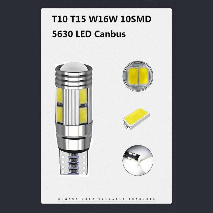 2PCS W5W T10 6000K 5630 10 SMD Car LED Bulb Turn Singal Light White