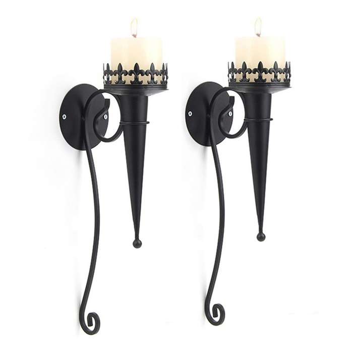 2Pcs Wall Candle Holders Hanging Wall Candle Sconce Stand, Retro Pillar Candlestick Holder Decor