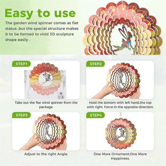 2PCS Wind Spinner 12in - 3D Stainless Steel Sculpture Wind Spinners Outdoor, Metal Wind Catcher for