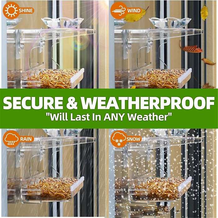 2pcs Window Bird Feeder Clear Window Bird Feeder for Outside Transparent Bird House