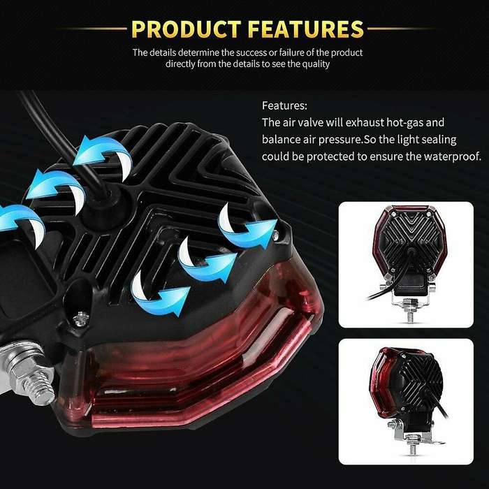 2Pcs/Pair 3 Inch Halo LED Spot Work Light Bar Pods Fog Driving Off Road ATV Truck 4WD