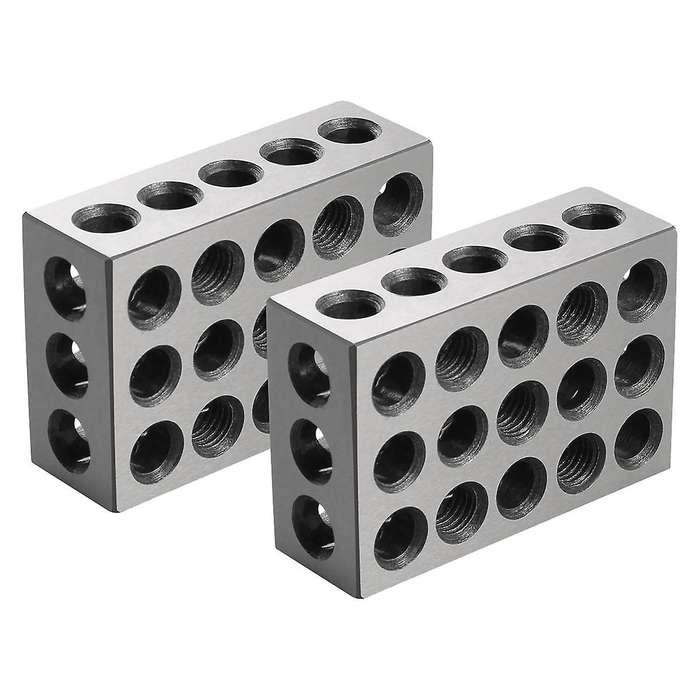 2pcs/pair 23 Holes Precision 25-50-75mm Blocks Gauge Hardened Steel Parallel Block Set Matched Mach