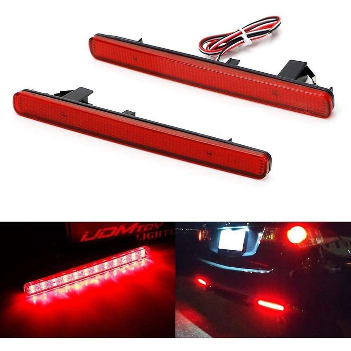 2Pcs/Set Red Lens 48-SMD LED Bumper Reflector Marker Lights for TSX 2009-2014