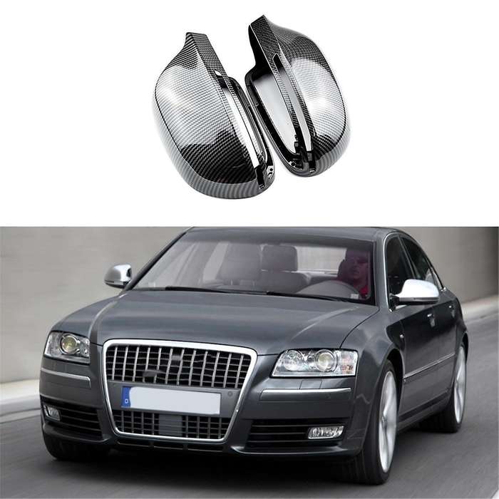 2x Baked Black Rear View Mirror Cover for A4 S4 A5 S5 A6 S6 A8 S8 Q3 Sq3 A3 Rear View Mirror Modific