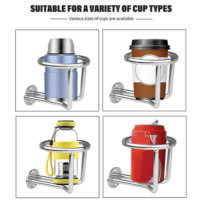 2x Boat Ring Cup Holder Stainless Steel Ringlike Drink Holder for Marine Yacht