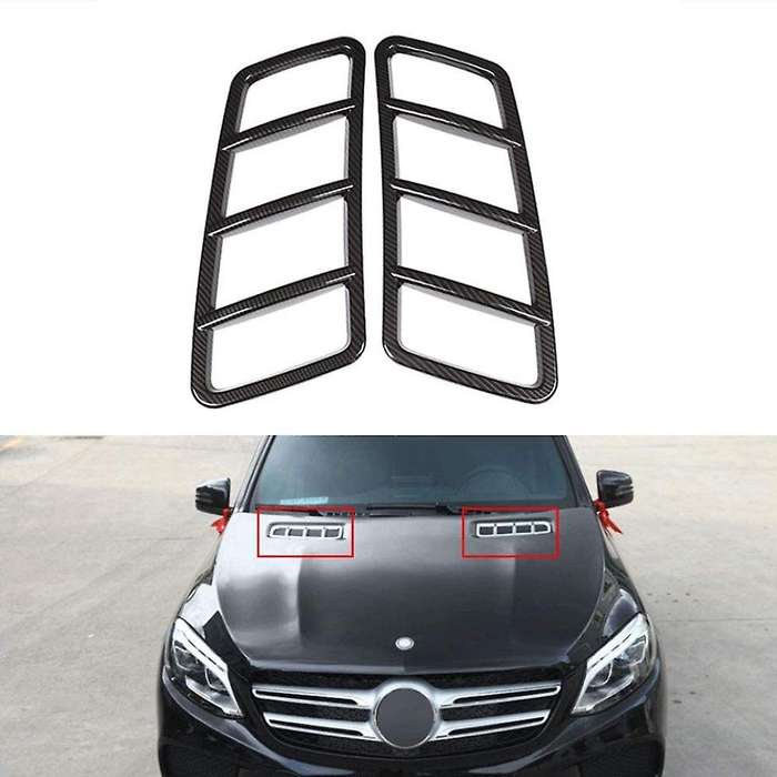 2X Carbon Fiber Black Hood Engine Air Vent Cover Trim for ML W166 2012-2015 X166 2013-2015