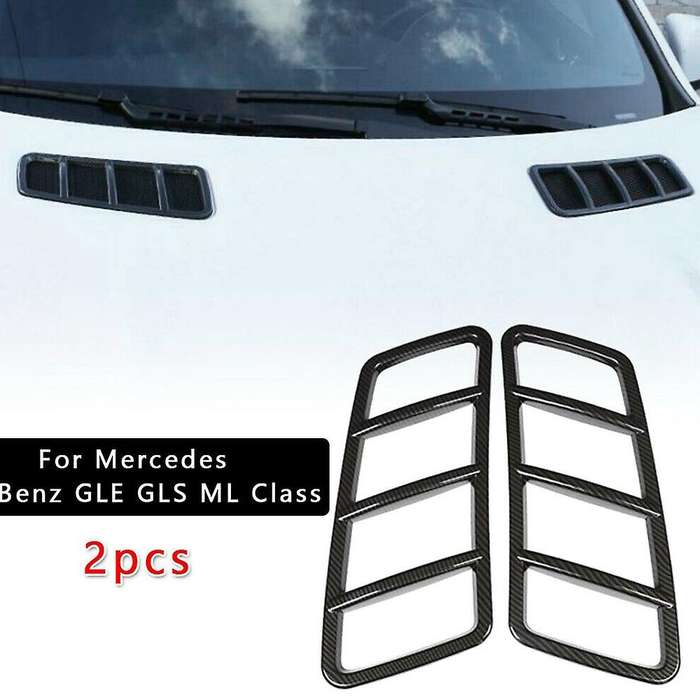 2X Carbon Fiber Black Hood Engine Air Vent Cover Trim for ML W166 2012-2015 X166 2013-2015