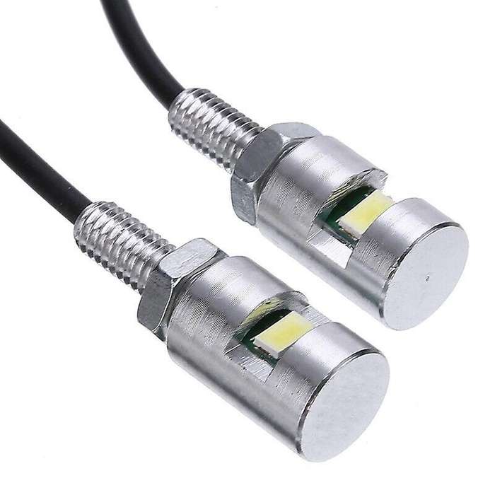 2X Chrome 5630 Motorcycle Screw Lamp Car Universal License Plate Light 12V