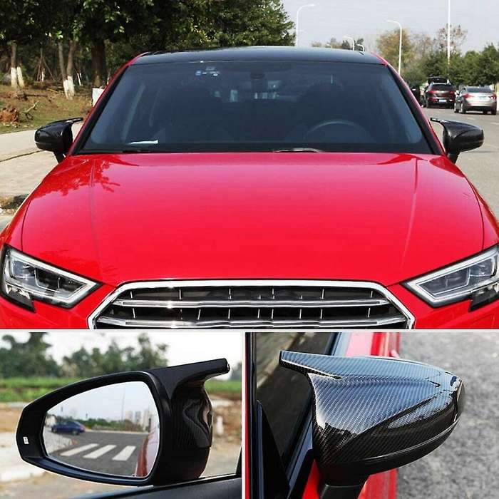 2X Carbon Fiber Style Car Side Rear View Mirror Cover Direct Replace Cap for- A3 8V S3 RS3 2014-2020