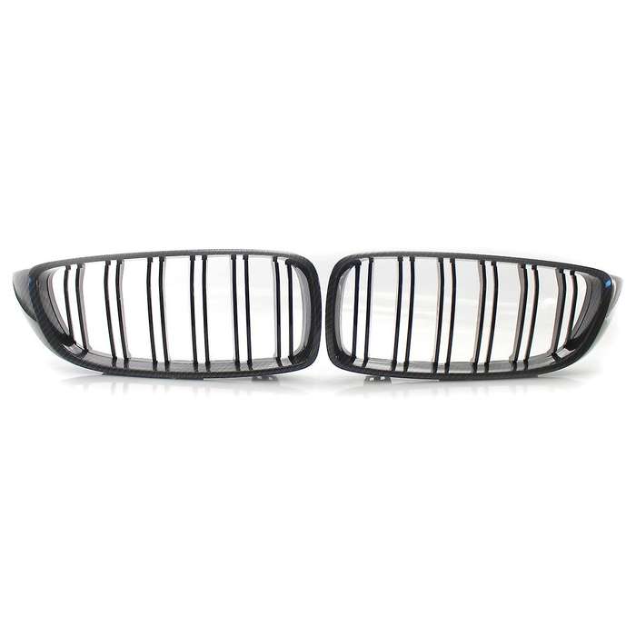 2X Carbon Front Bumper Grille Dual Line Grill for F32/F33/F36 4-Series F80 M3 F82/F83