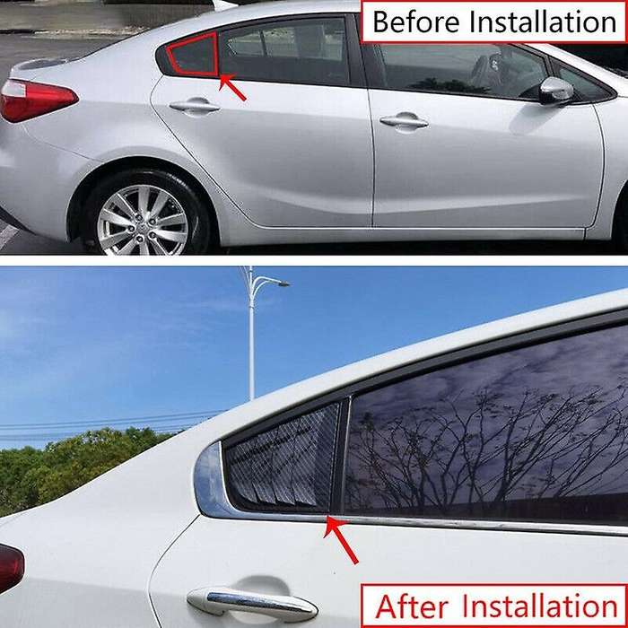 2X Carbon Fiber Style Rear Side Window Quarter Louver Cover for 2014-2018
