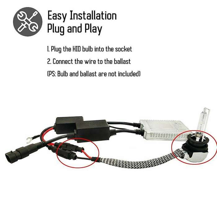 2X D2S/D4S Bulb Adapters Wire Harness Connector Cable Socket
