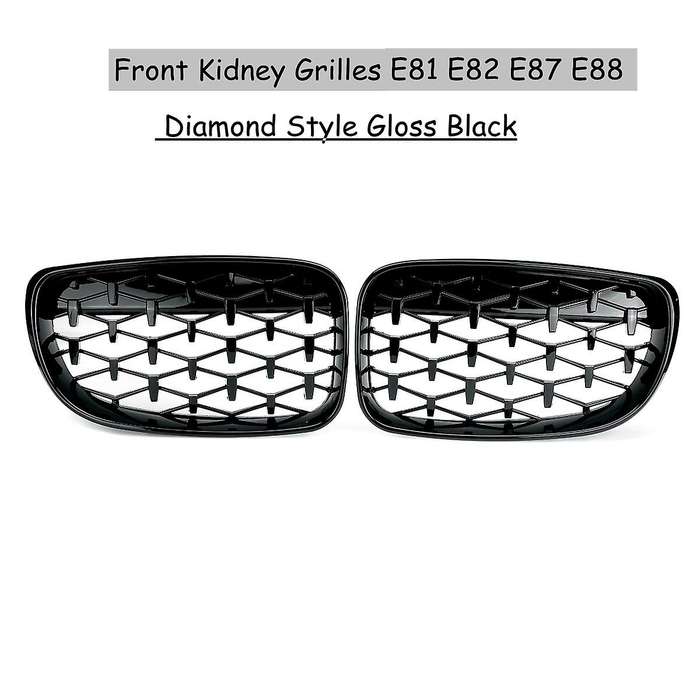 2X Front Kidney Diamond Meteor Grille Grills for - 1 Series E81 E82 E87 E88 2007-2013 Racing Grills