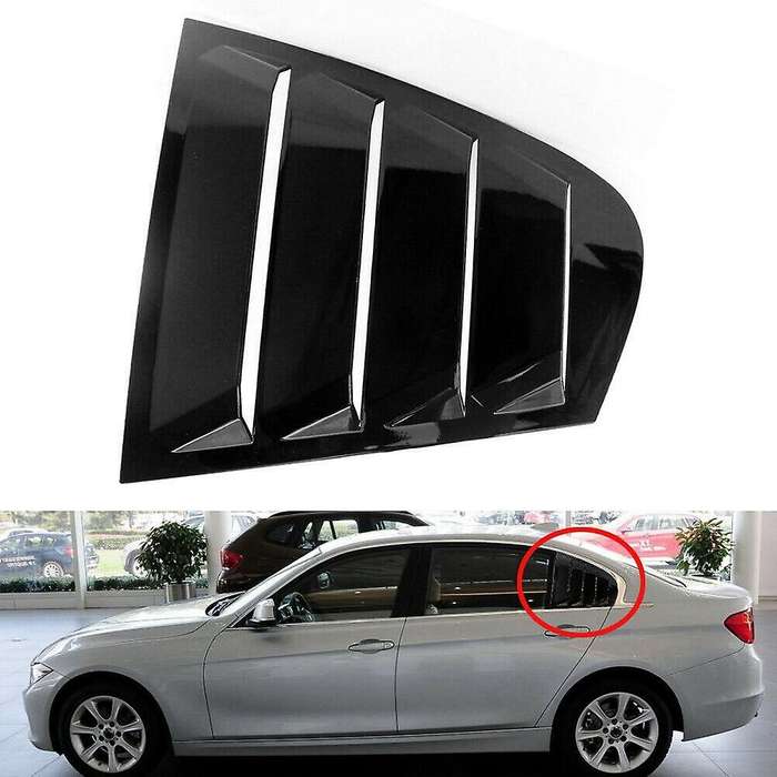 2X Gloss Black Rear Side Window Louvers Scoop Cover Vent for - F30 3-Series 2012-2016