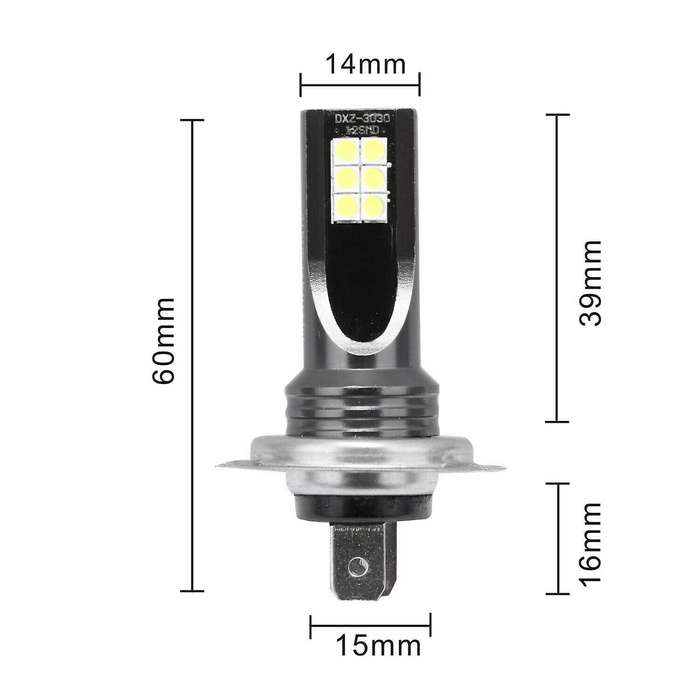 2X H7 LED Headlight Fog Light Kit 50W 14000Lm Car Bubble 6000K Driving DRL Lamp
