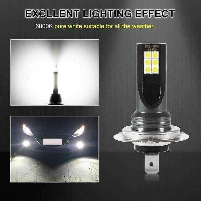 2X H7 LED Headlight Fog Light Kit 50W 14000Lm Car Bubble 6000K Driving DRL Lamp