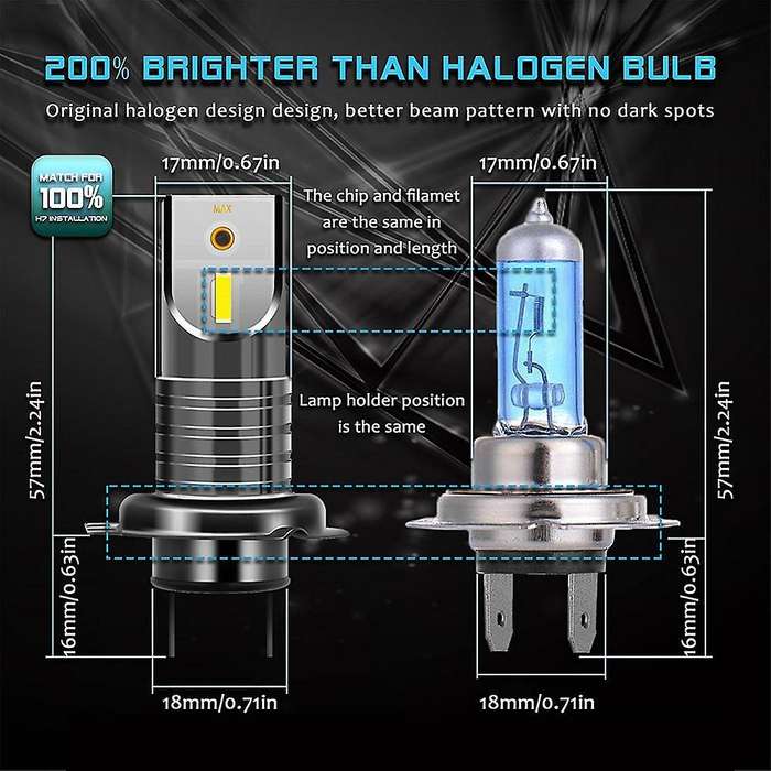 2X H7 110W LED Headlight Kit Error Free Lamp 6000K 25000LM