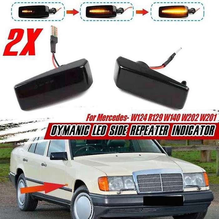 2X LED Dynamic Side Maker Repeater Lights Turn Signal Lamp for C E S SL W201 190 W202 W124 W140 R12
