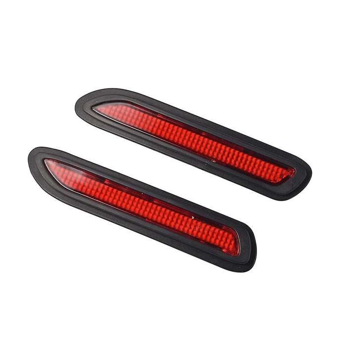 2X Universal Car Red Lens LED Bumper Reflectors Taillight Brake Fog Warning Light