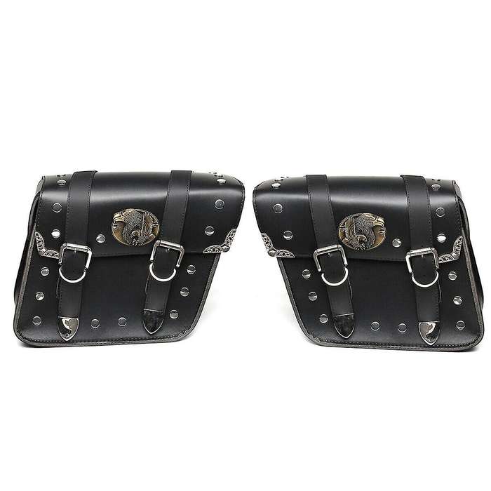 2X Universal PU Leather Motorcycle Motorbike Saddlebags Saddle Bags Pouch
