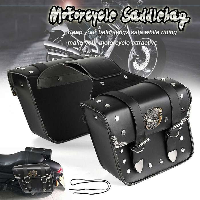 2X Universal PU Leather Motorcycle Motorbike Saddlebags Saddle Bags Pouch