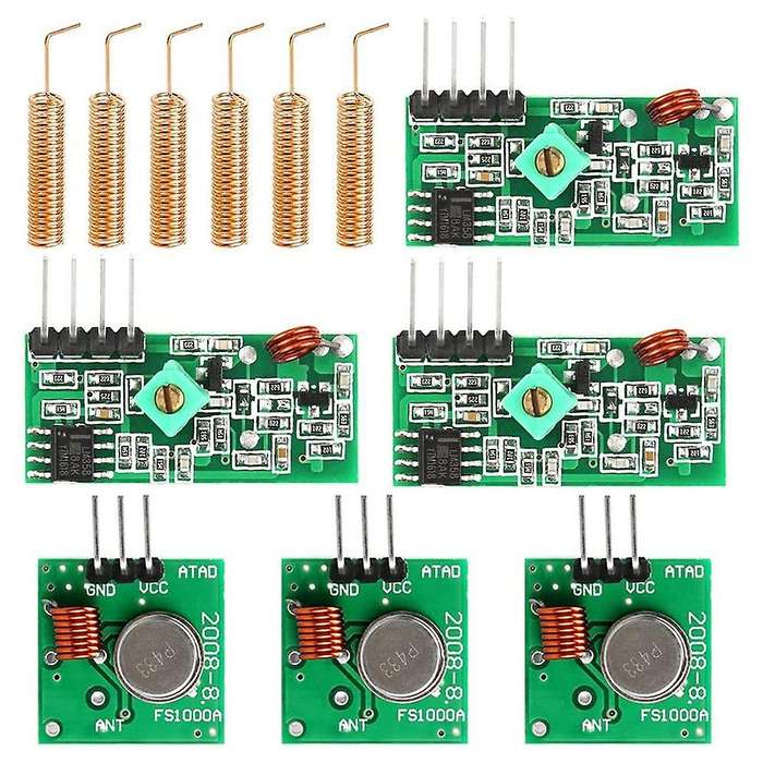 3 433 Mhz Radio Transmitter and Receiver Module + 433 Mhz Antenna Helical Spiral Spring Remote Con