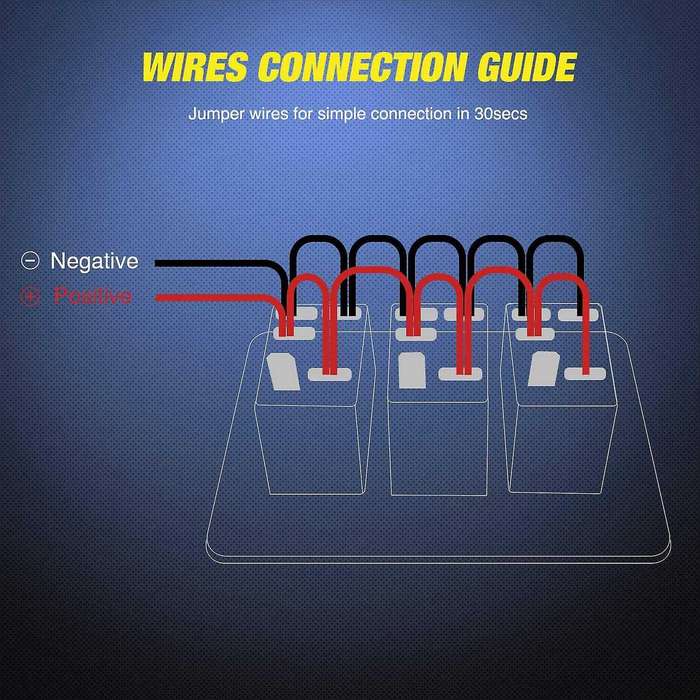 3 Gang Aluminum Panel Toggle Dash 5 Pin ON/Off Pre-Wired Rocker Switch Holder for Automotive Car Mar