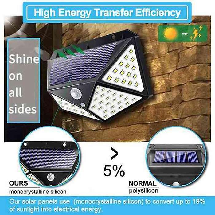 3 Outdoor Solar Lights, 100LED Rainproof Outdoor Solar Wall Lights, Suitable for Lighting in the Cou
