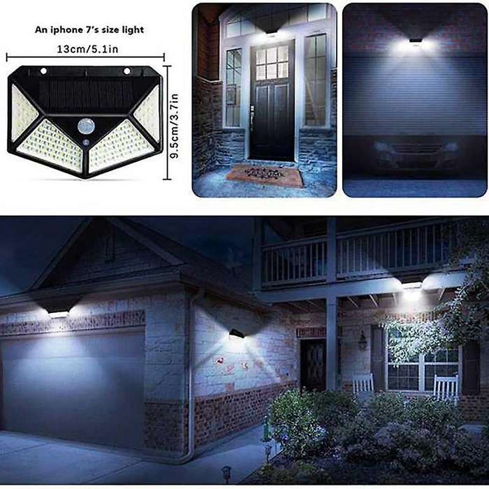 3 Outdoor Solar Lights, 100LED Rainproof Outdoor Solar Wall Lights, Suitable for Lighting in the Cou