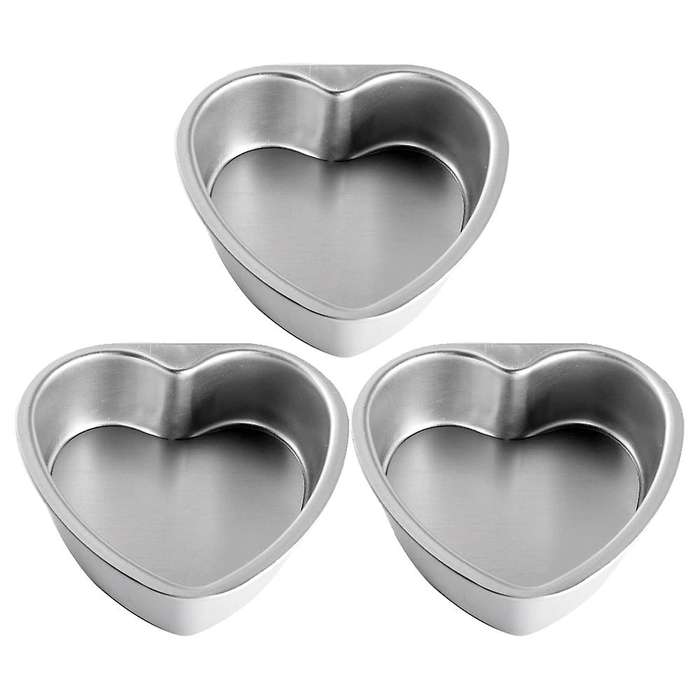 3 Pack Aluminum Heart Shaped Non-stick Cake Pan Set Diy Baking Mold Tool with Removable Bottom - 4 I