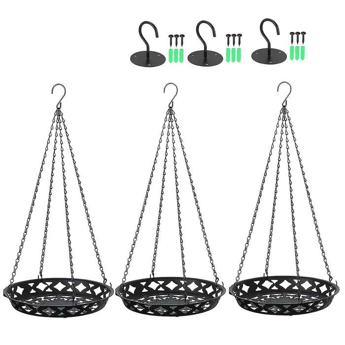 3 Pack Plant Hanger, 12 Inch Metal Hanging Planter for Indoor Outdoor Plants, Decorative Hanging Pla