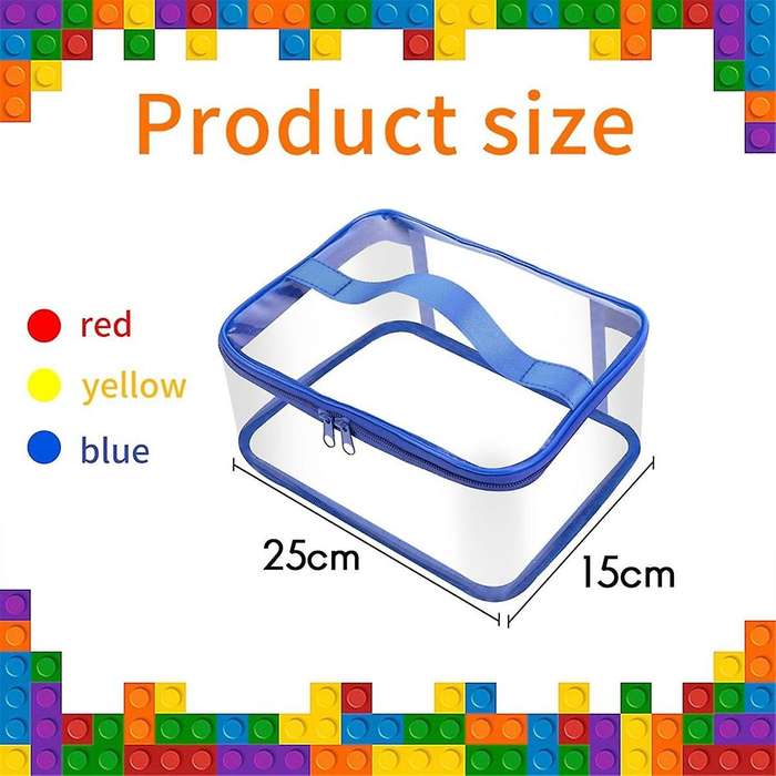 3 Packs Clear Toy Storage Bags,9.8 X 5.9x5.9 Inch Transparent PVC Toy Organizing Bags with Zipper,Wa