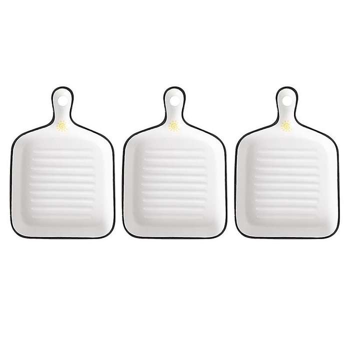 3 Pcs Ceramic Bakeware Black Top Painted Ceramic Single Handle Dinner Plate Ceramic Bakeware Bakewar