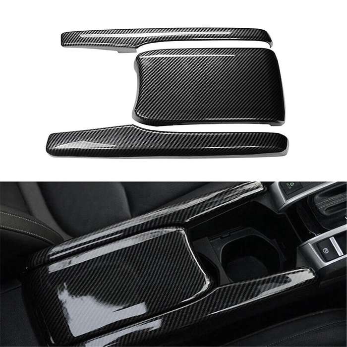 3 Pcs Car Abs Carbon Fiber Central Armrest Box Panel Cover for 2016- 2021 Accessories Interior Parts
