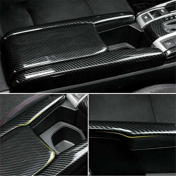 3 Pcs Car Abs Carbon Fiber Central Armrest Box Panel Cover for 2016- 2021 Accessories Interior Parts