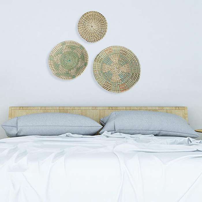 3 PCS Handmade Hanging Wall Basket Decor Round Woven Basket Decor Trays for Bedroom Kitchen Living R