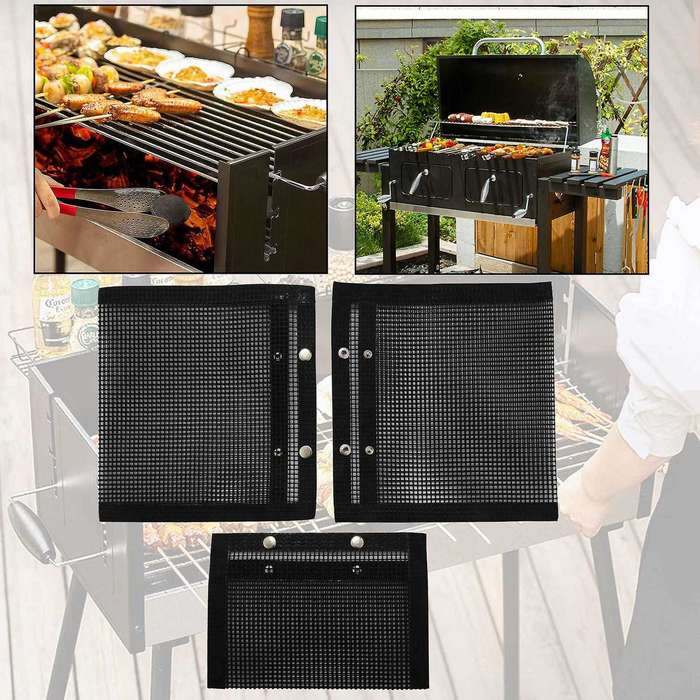 3 Pcs Non-stick Mesh Grilling Bag Non-stick Bbq Bake Bag Outdoor Picnic Tool