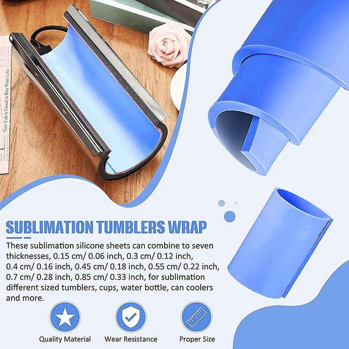 3 Pcs Sublimation Tumbler Wrap Silicone Sheets with Mug Press Bundle Accessories and Mug Press Subl