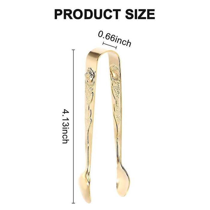3 Pcs Sugar Tong, Gold-Plated Japanese Stainless Steel, 4-Inch