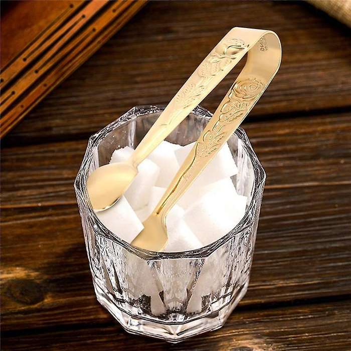 3 Pcs Sugar Tong, Gold-Plated Japanese Stainless Steel, 4-Inch