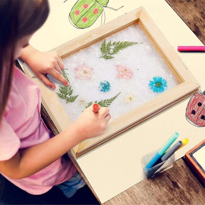 3 Pieces Paper Making Wooden Paper Making Mould Papermaking Screen Kit 3 Size Frame for DIY (A7, A6,