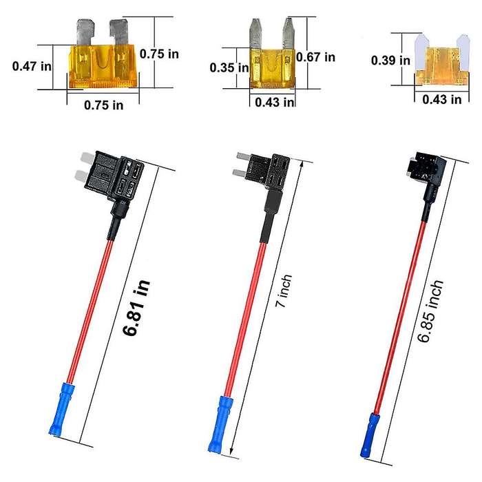 3 Types Add-A-Circuit Adapter & Fuse Kit - Fuse Tap Fuse Holder with Fuse for Trucks Boats