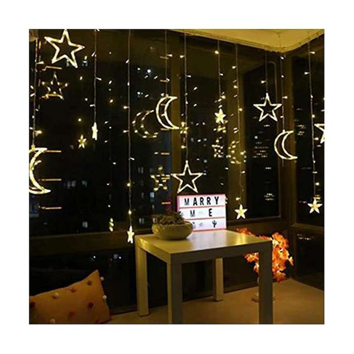 3.5m Decorative Starry String Curtain Ramadan Lights Moons and Stars Led Night Light for Ramadan Pa