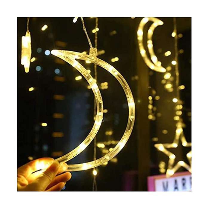 3.5m Decorative Starry String Curtain Ramadan Lights Moons and Stars Led Night Light for Ramadan Pa