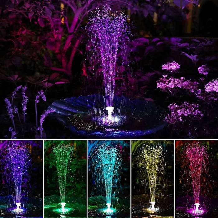 3.5W LED Solar Fountain for Birdbath, Solar Water Fountains with 6 Nozzles, Solar Powered Fountain P